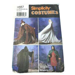 Simplicity Costume Pattern Tunic Cape Hat 9887 Size XS to XL Misses Mens u